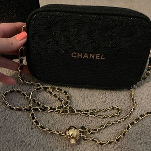 Chanel black cosmetics bag
